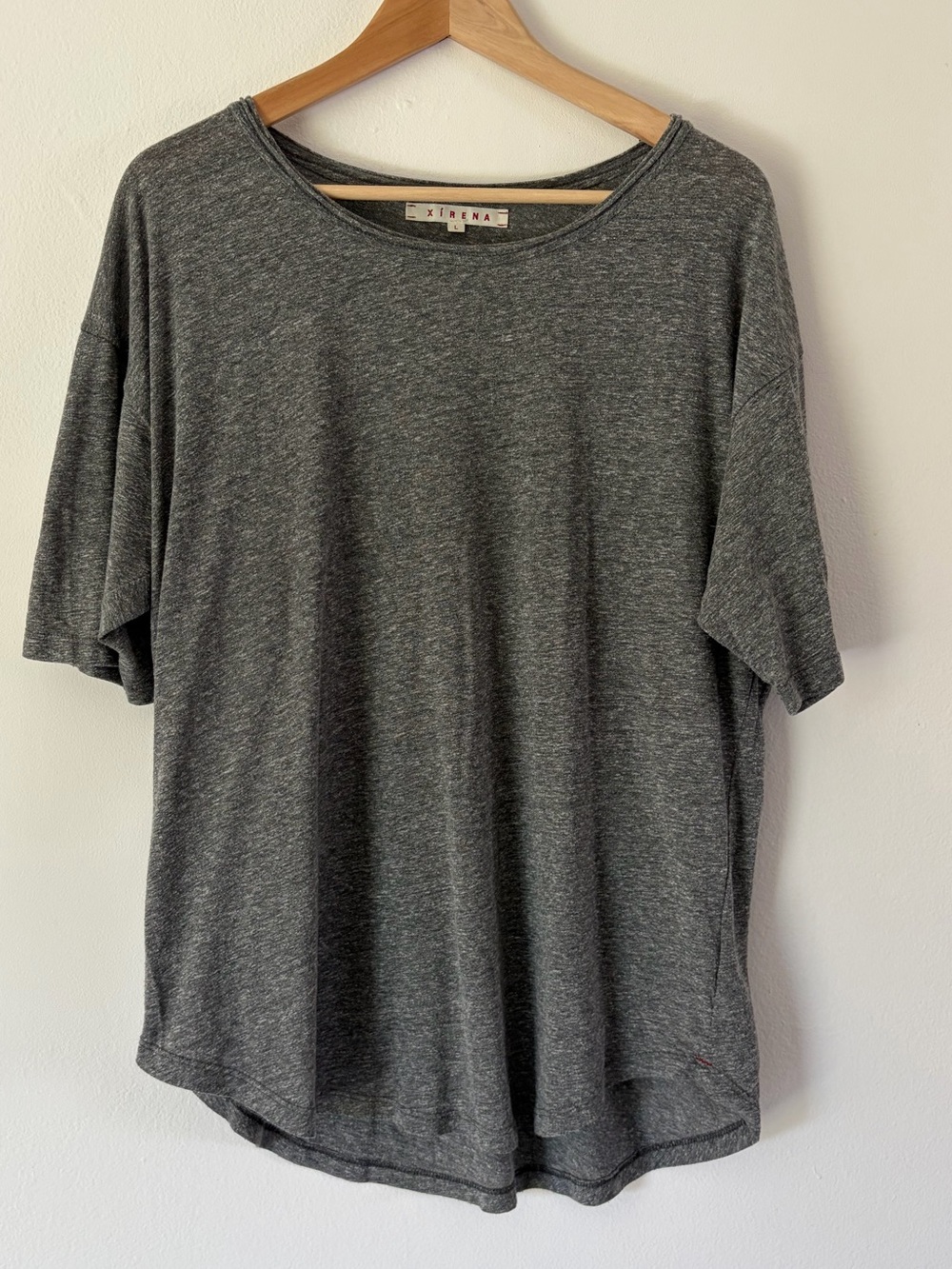 XiRENA Bobby Tee Gray Heathered Oversized Relaxed Short Sleeve Top Size Large